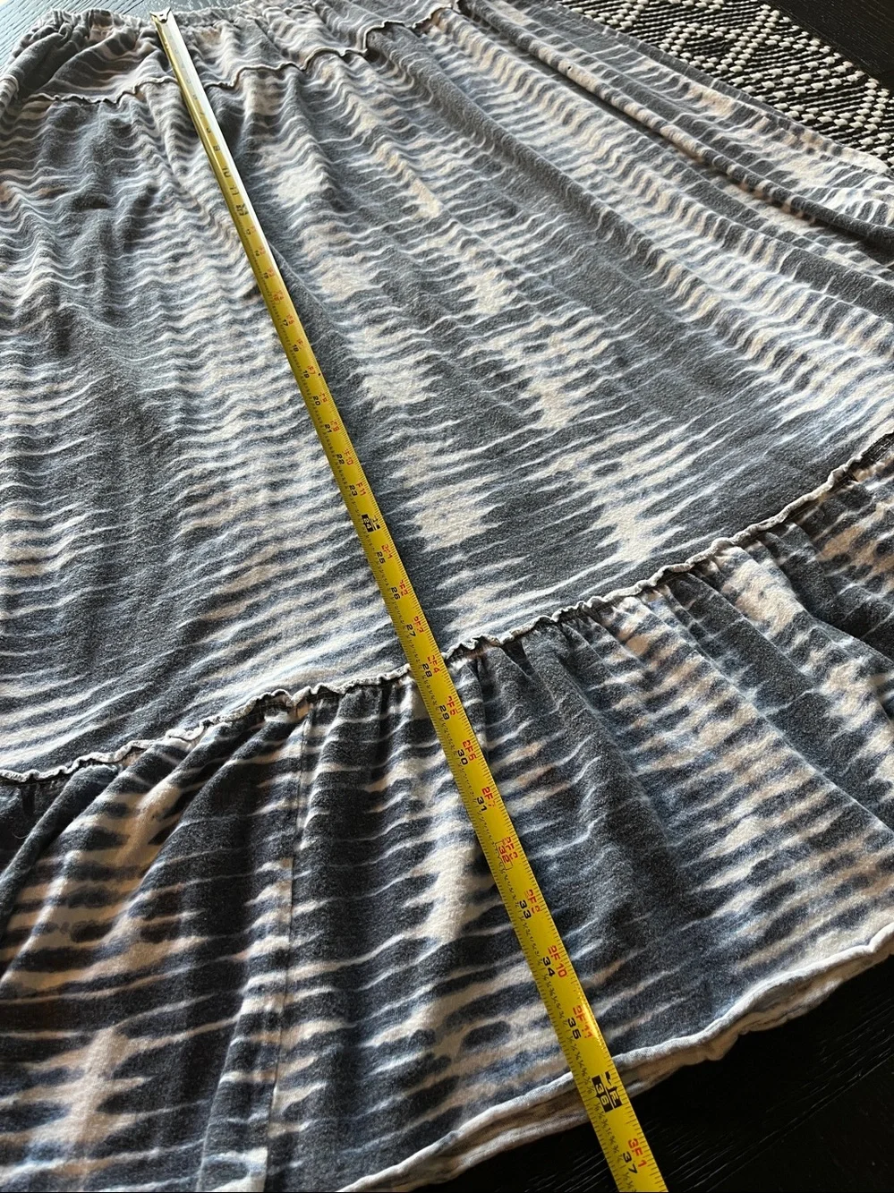 Tommy Hilfiger Gray and White Tie-Dye Maxi Skirt with Ruffle Hem Size‎ L